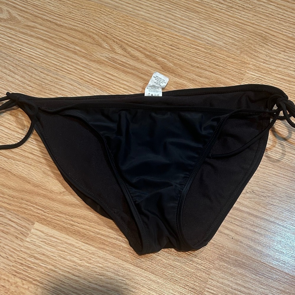OP Ocean Pacific Black Side Tie Bikini Bottom Women Large 11-13